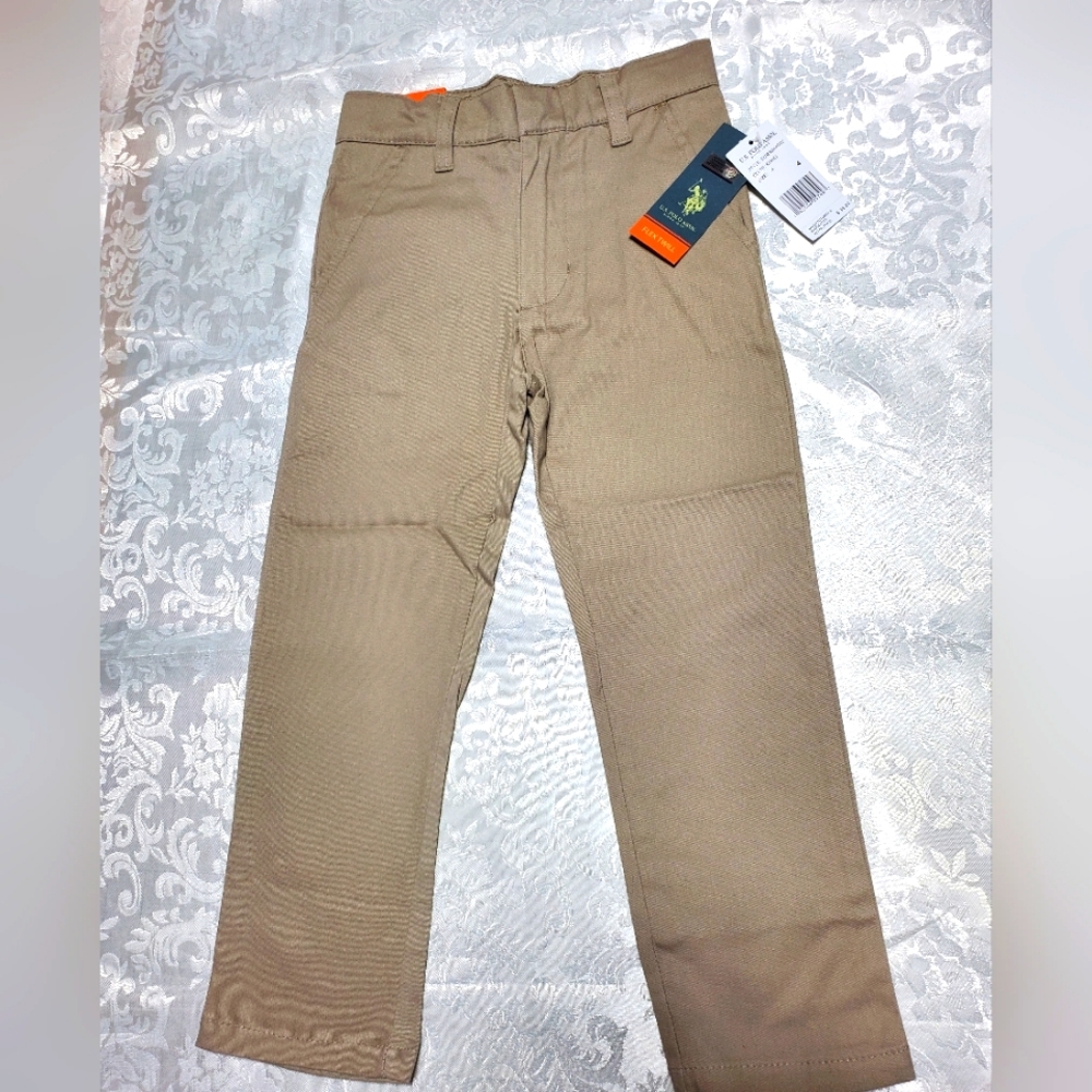 NWT U.S. Polo Assn. Khaki Boys' Twill School Uniform Pant